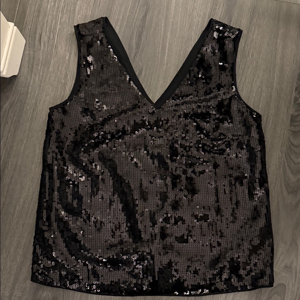 J. Crew Black Sequin Tank Top